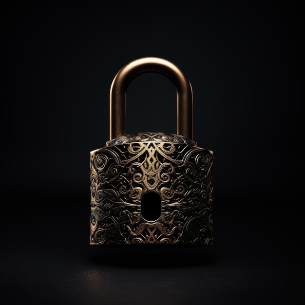 Photo padlock on dark background