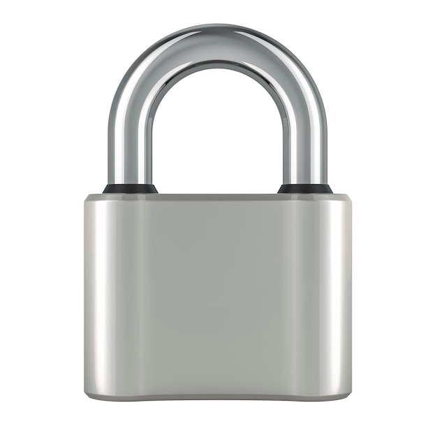 padlock front view 3d rendering