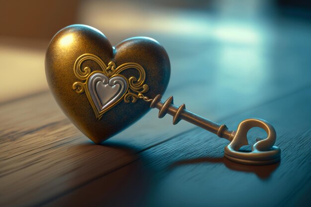 Padlock and heartshaped key for Mother's Day or Mother's Day which is a commemorative date that annually honors the maternal family figure and motherhood