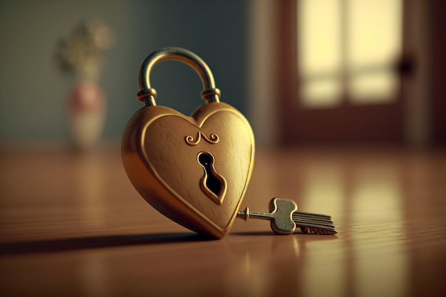 Padlock and heartshaped key for Mother's Day or Mother's Day which is a commemorative date that annually honors the maternal family figure and motherhood