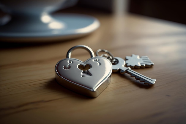 Padlock and heartshaped key for Mother's Day or Mother's Day which is a commemorative date that annually honors the maternal family figure and motherhood