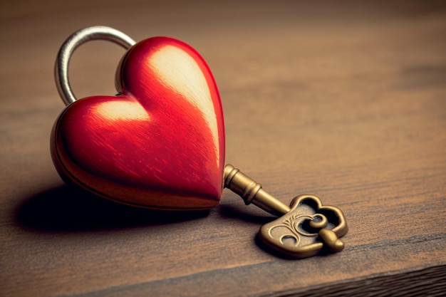 Padlock and heartshaped key for Mother's Day or Mother's Day which is a commemorative date that annually honors the maternal family figure and motherhood