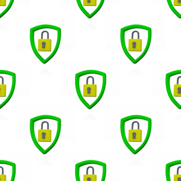 Padlock in shield seamless pattern.