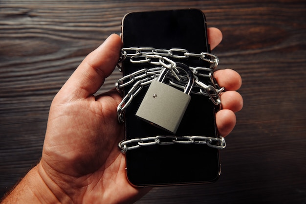 Padlock on a smartphone