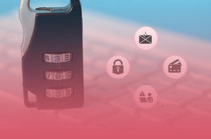 Photo the padlock symbol appearing on your keyboard is a sign of a phishing email from a scammer trying to lock down your card details