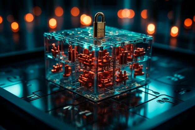 Photo padlock with circuit board and computer chip