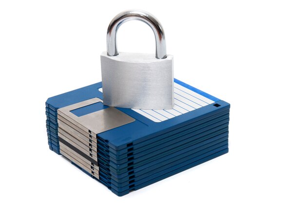 Padlock with floppy disks