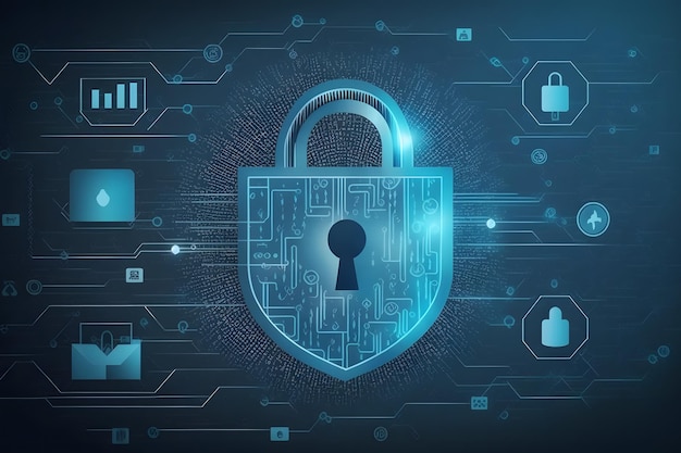 Padlock with keyhole icon in personal data security illustrates cyber data or information privacy