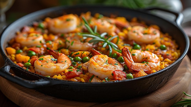 Paella shrimp food