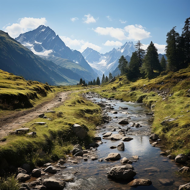 Paesaggio di montagna lago e catena montuosa ампио панорама Алтая