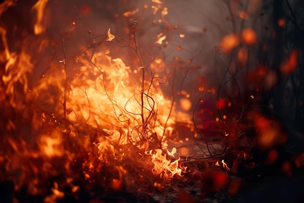 秋の森の異教の儀式の神秘的な火の魔法