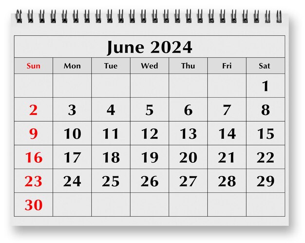 毎年恒例のカレンダーのページ 2024年6月