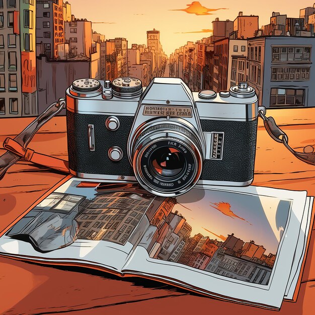 Photo a page of a comic book with an illustration of new york