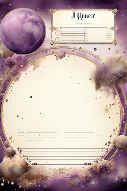 Foto una pagina con un'immagine di un cerchio viola e bianco con il testo la parola su di esso