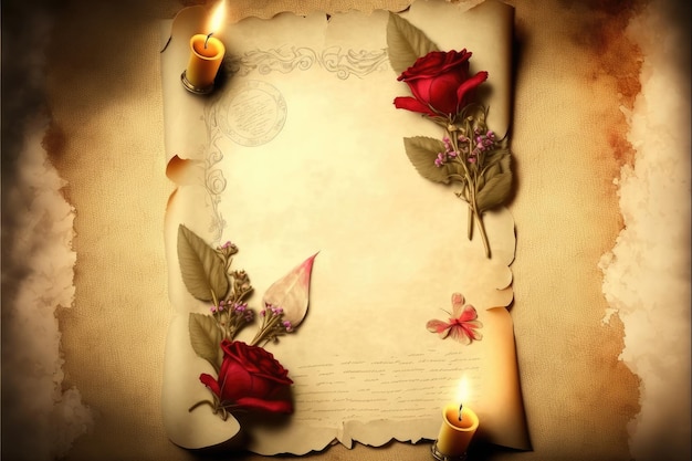 A page with roses and candles on it