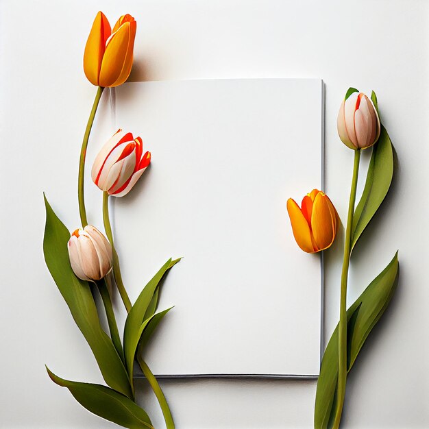 Pagina met oranje tulpenbloemen Illustratie Generatieve AI