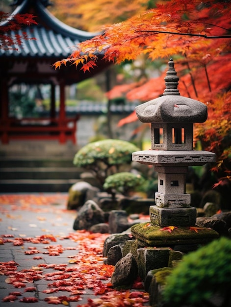 a pagoda in a japanese garden