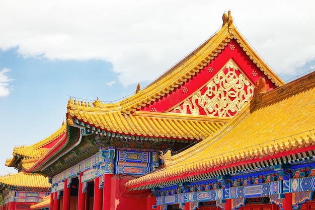 Pagoden, pagodes binnen het grondgebied van het Verboden Stadsmuseum in Peking in het hart van de stad, China.