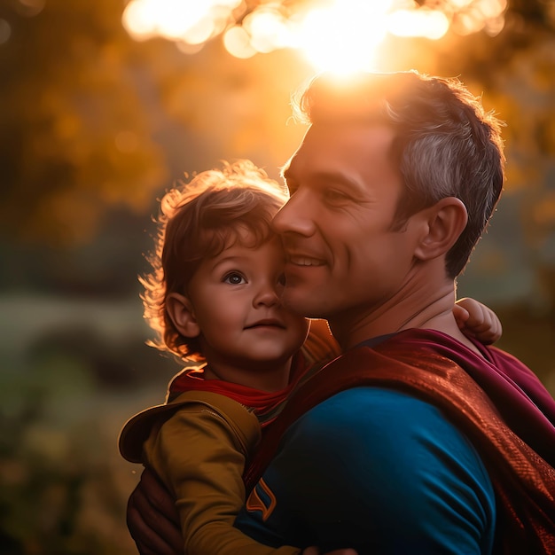 Foto pai super heroi com filha
