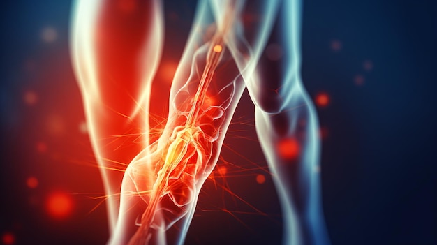 Photo pain in knee joint tendon problems and joint inflammation