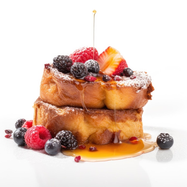 Pain Perdu French Toast Isolated on White Generative AI