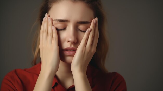 Pain Tired Exhausted Stressed Woman Suffering From Strong Eye Pain Portrait Of Beautiful Young Female Feeling Sick Having Headache