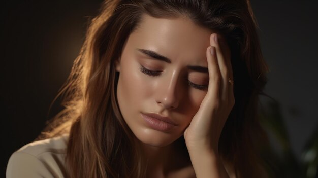 Pain Tired Exhausted Stressed Woman Suffering From Strong Eye Pain Portrait Of Beautiful Young Female Feeling Sick Having Headache