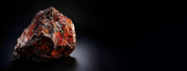 Painite is rare precious natural geological stone on black background in low key Fashionable jewelry
