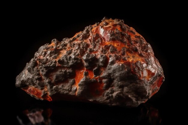 Painite is rare precious natural geological stone on black background in low key Fashionable jewelry