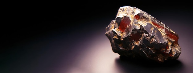 Painite is a rare precious natural stone on a black background AI generated Header banner mockup