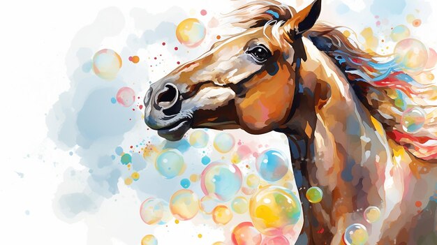 Paint abstract texture gold element oil painting animal motifs horse