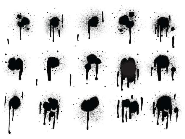 Paint Abstract Vector Elements isolated on White Background Lines and Drips Set Street style