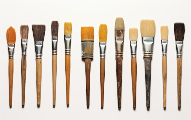 Photo paint brush set view on white background