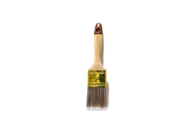 Paint brush on white background Bristles can be made of various materials such as natural hair