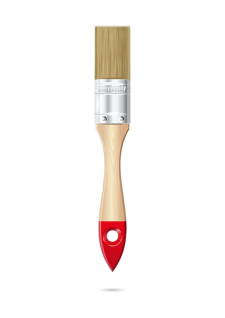 Фото Кисть с деревянной ручкой кисть изолирована на белом фоне кисть для нанесения краски реалистичная иллюстрация