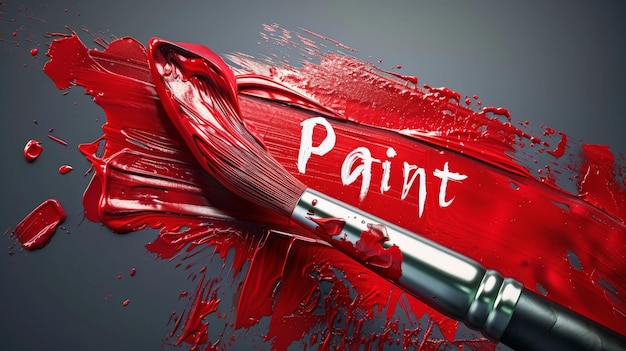 a paint brush with a red paint on it