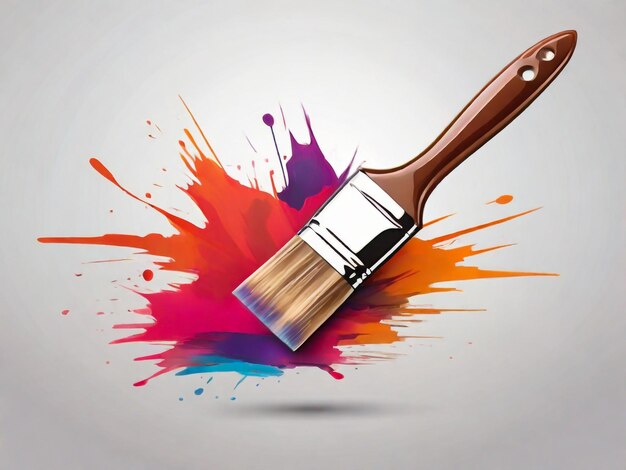 a paint brush with a wooden handle and a wooden handle with a paint brush in the middle