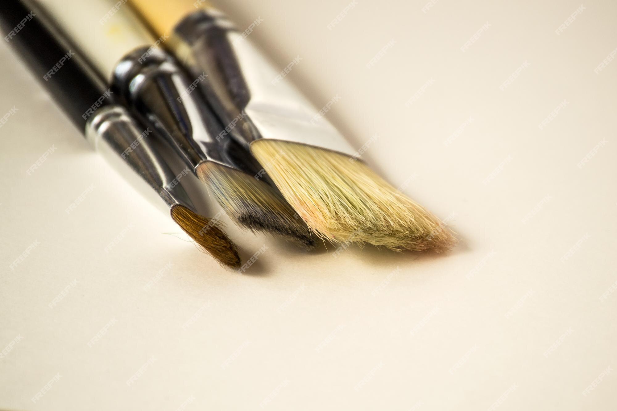 Premium Photo  Paint brushes in hand on white background closeup of photo