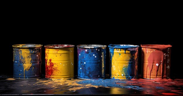 Paint cans paint splashes