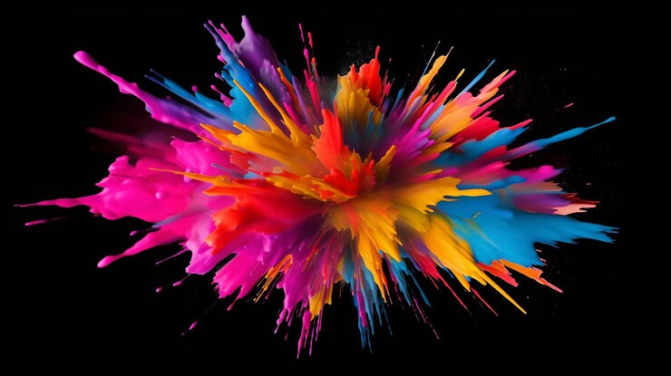 Photo paint explosion isolated background on colorful background abstract colorful