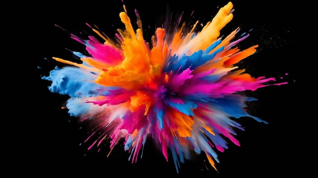 Foto esplosione di vernice sfondo isolato su sfondo colorato astratto colorato