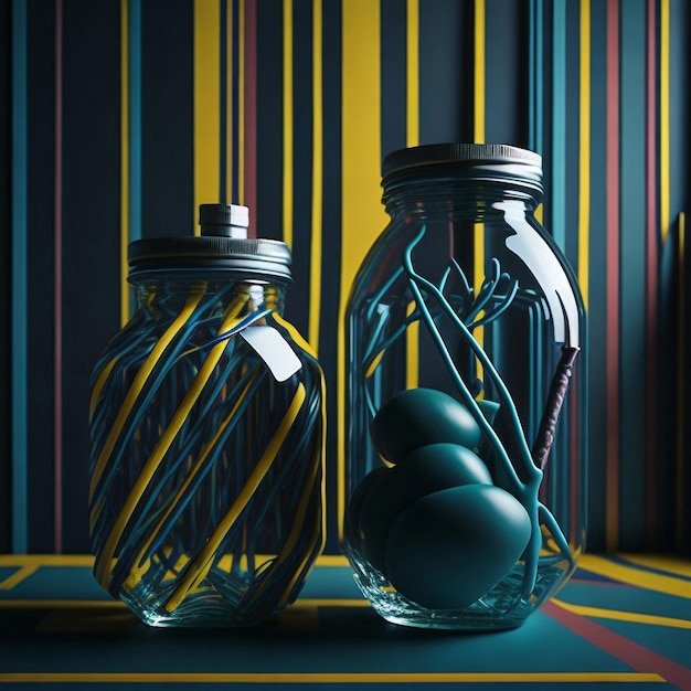 Paint in the glass jars