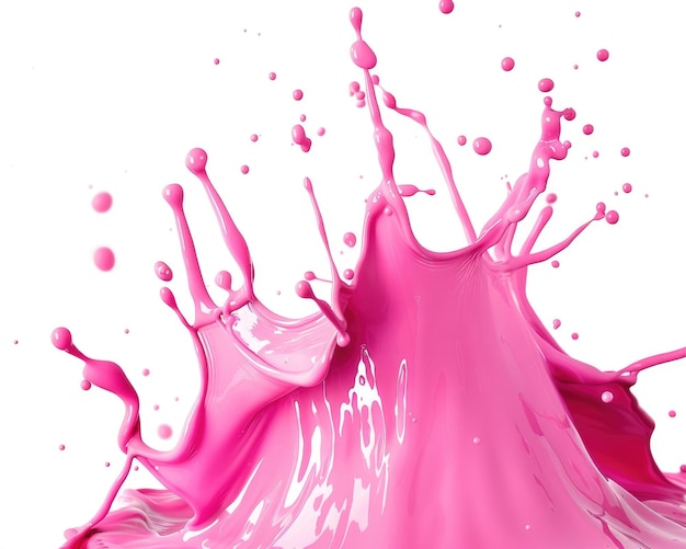 Photo paint pink abstract pink paint splash in motion on white background