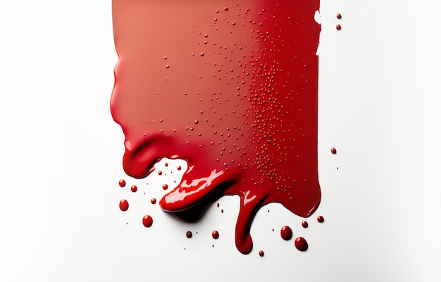 Paint red color dripping isolated on white background Ai generated