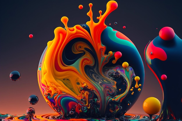 Paint splashes and swirls Mix of different colors Generative AI