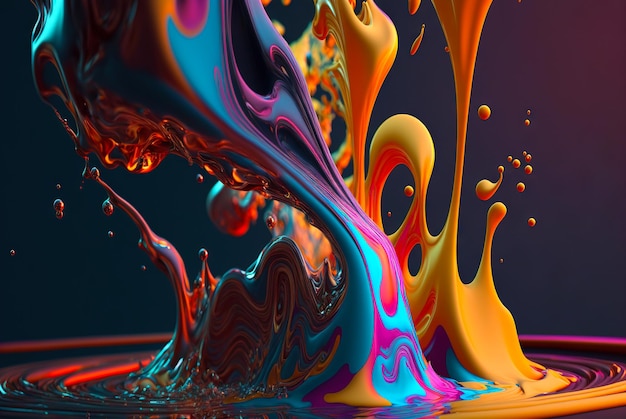 Paint splashes and swirls Mix of different colors Generative AI