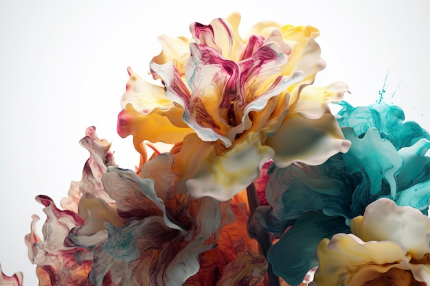 Paint splatters abstract flowers AI technology generated image