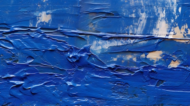 Paint texture in royal blue colors with visible brush strokes artistic background on a concrete wall