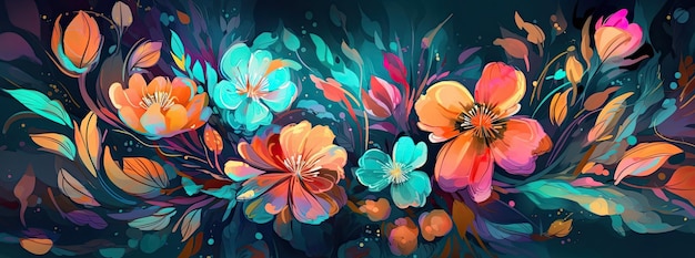 ペイント水彩植物抽象テクスチャ金要素ファッションとアートの背景の花とバラ