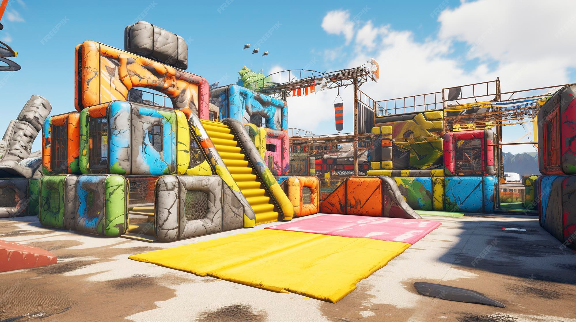 Premium AI Image Paintball Arena and Obstacle Course